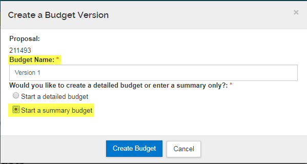 Create A Budget Version