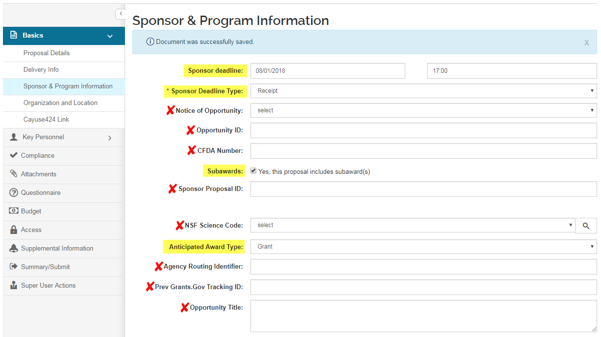 Sponsor And Program Information