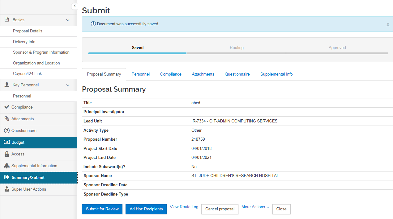 Summary Submit