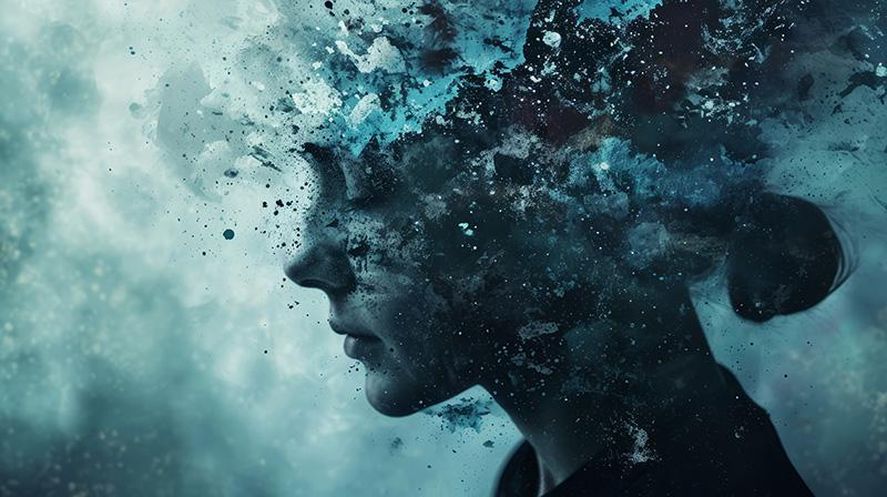 Abstract Young Woman Person Having Mental Health Disease. Wallpa