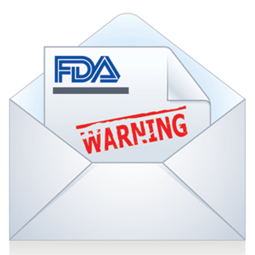 (Decortative) Envelope with a letter that says "FDA Warning"